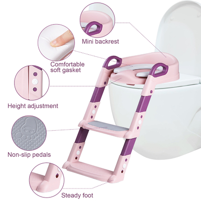 パーソナライゼーション ロゴ PP プラスチック 折りたたむ式 ベビー トイレットシート 階段付き ポットシート
